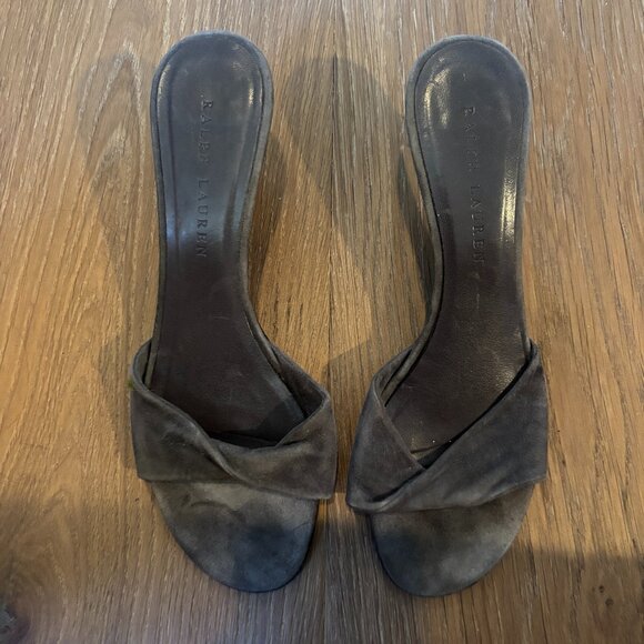 Vintage Ralph Lauren Grey Suede Heels - Picture 1 of 3